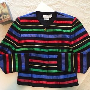 Vintage Maggie London Multi-Color Stripe Ribbon Ja…